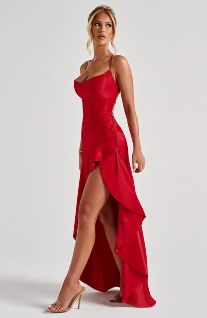 LunaFlair™ – Backless Ruffle  Dress